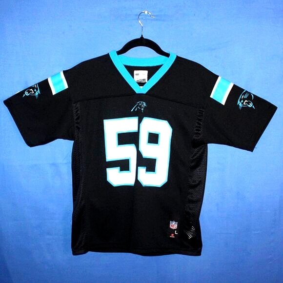 NFL Team Apparel Carolina Panthers Football Jersey Black Youth Large - Picture 1 of 9